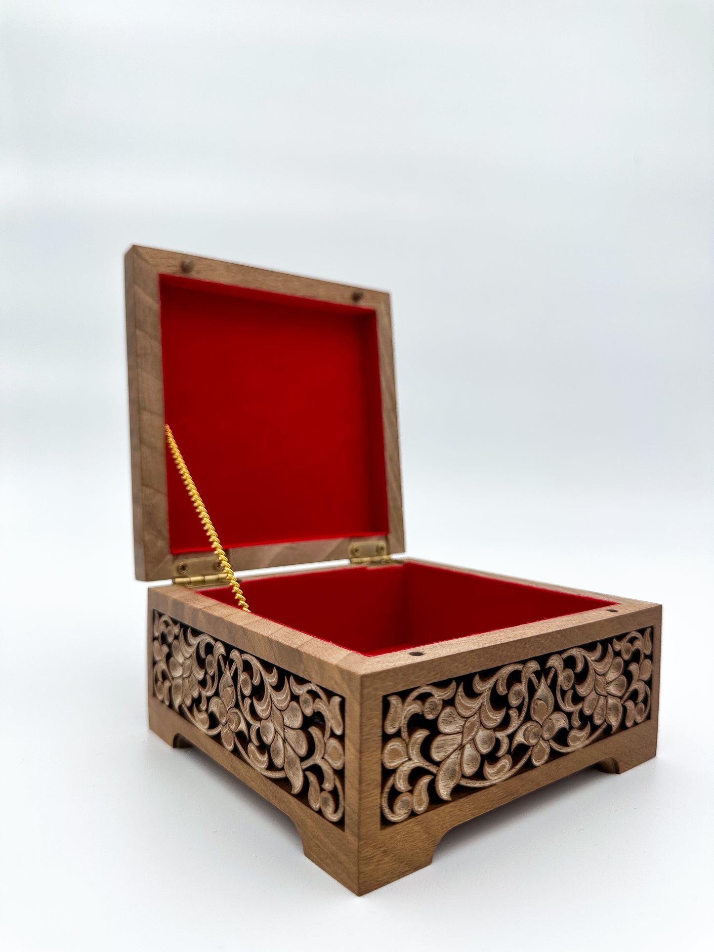 Royal Carved Walnut Fully Hand Made Jewelry Box