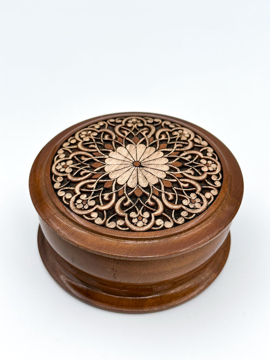The Floral Elegance Wooden Small Jewelry Box