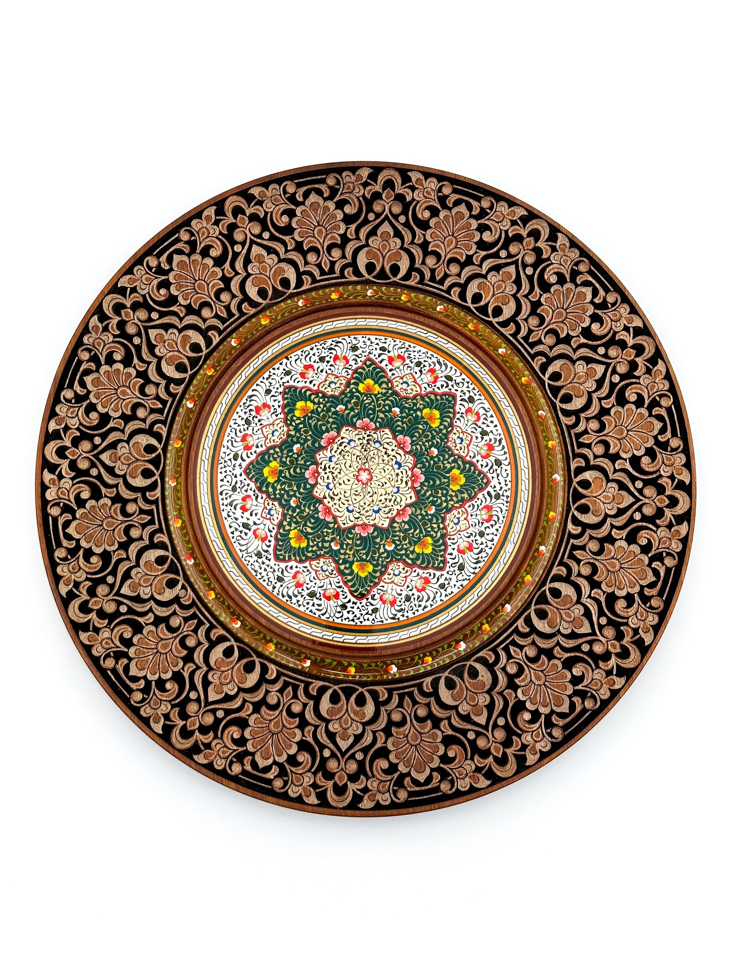 Emerald Blossom Mandala Wall Plate